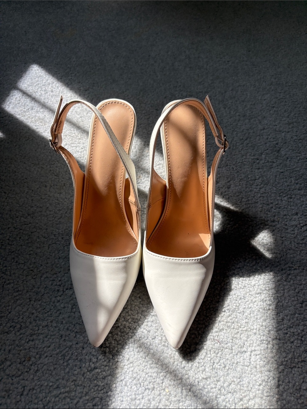 Women's White Pointed Slingback Heels